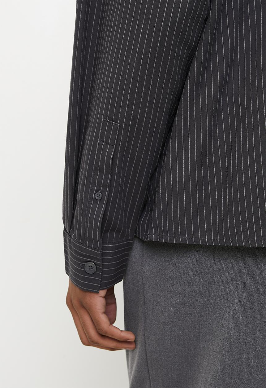 Cotton On - Hampton Long Sleeve Shirt - Grey Oxford Stripe