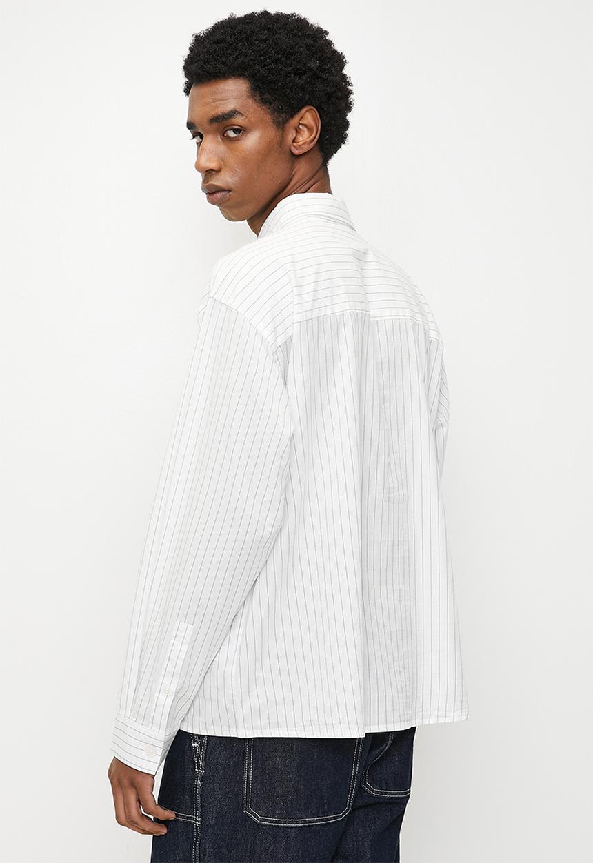 Cotton On - Hampton Long Sleeve Shirt - White Black Stripe