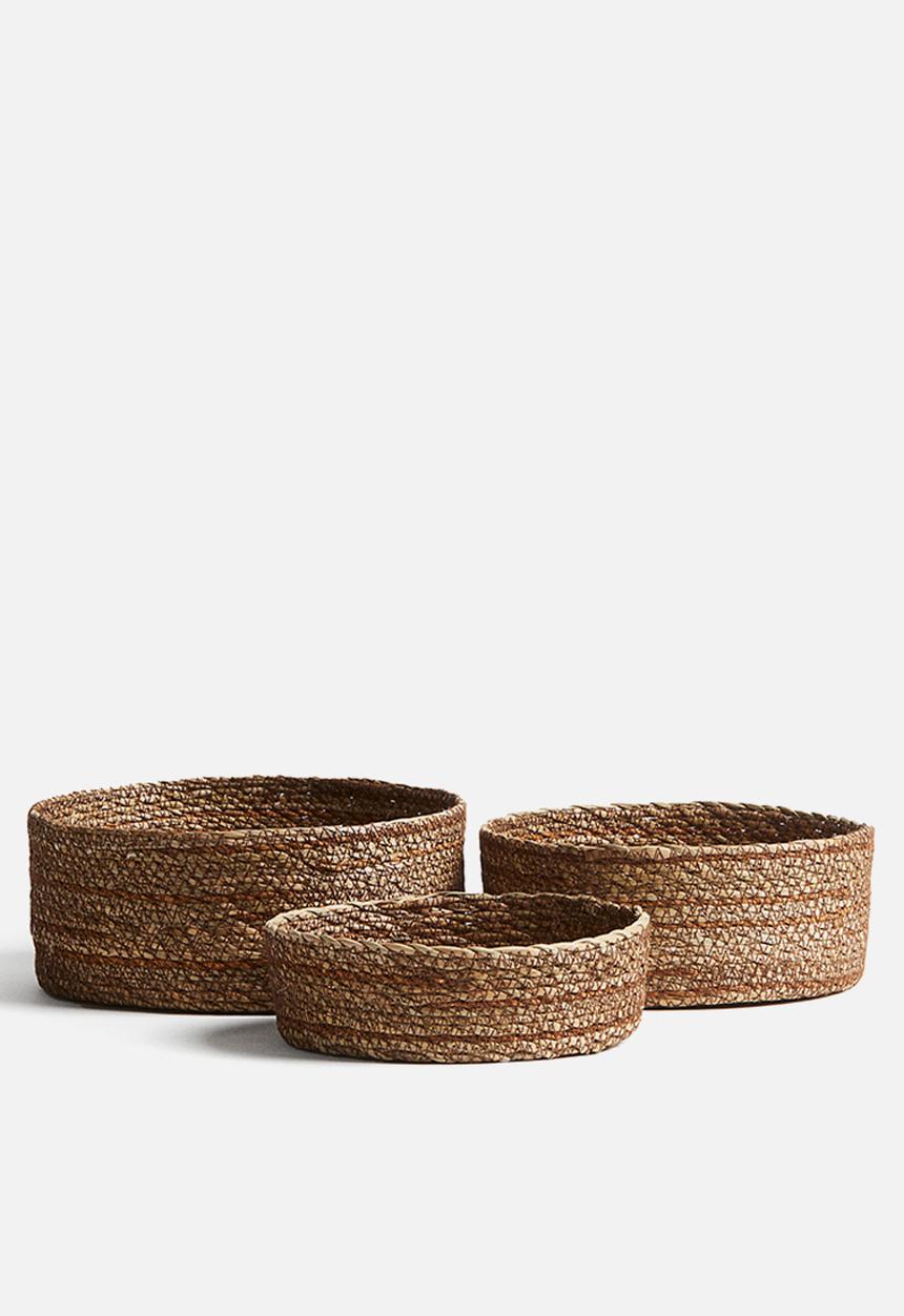 H&M - 3 pack seagrass storage baskets - beige/brown