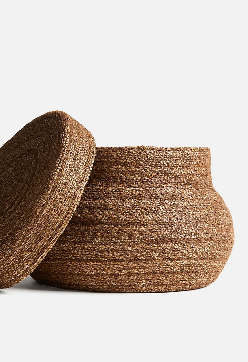 H&M - Handmade straw box - brown striped