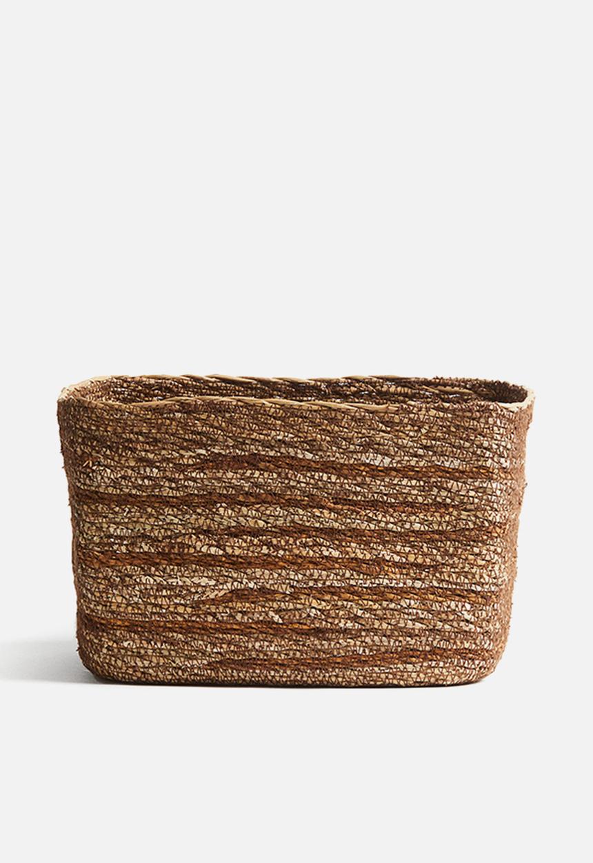 H&M - Small handmade seagrass storage basket - brown striped