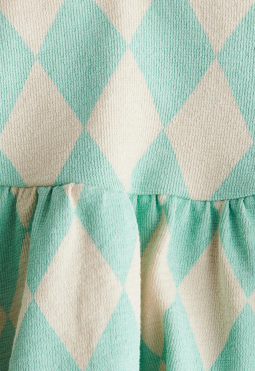 H&M - Crinkled jersey skirt - turquoise & harlequin-patterned