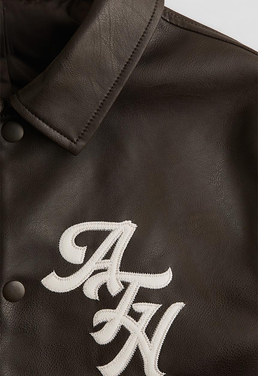 H&M - Collared baseball jacket - dark brown & ath