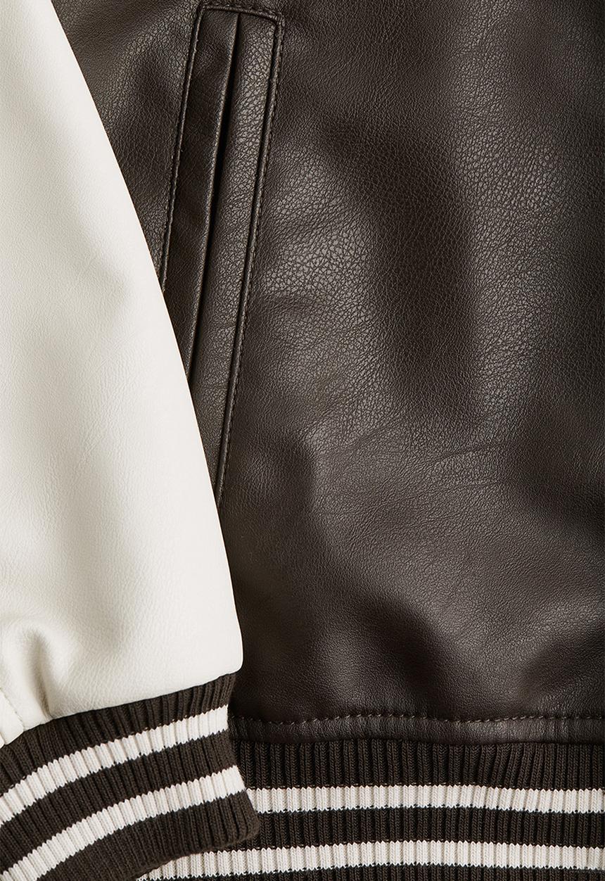 H&M - Collared baseball jacket - dark brown & ath