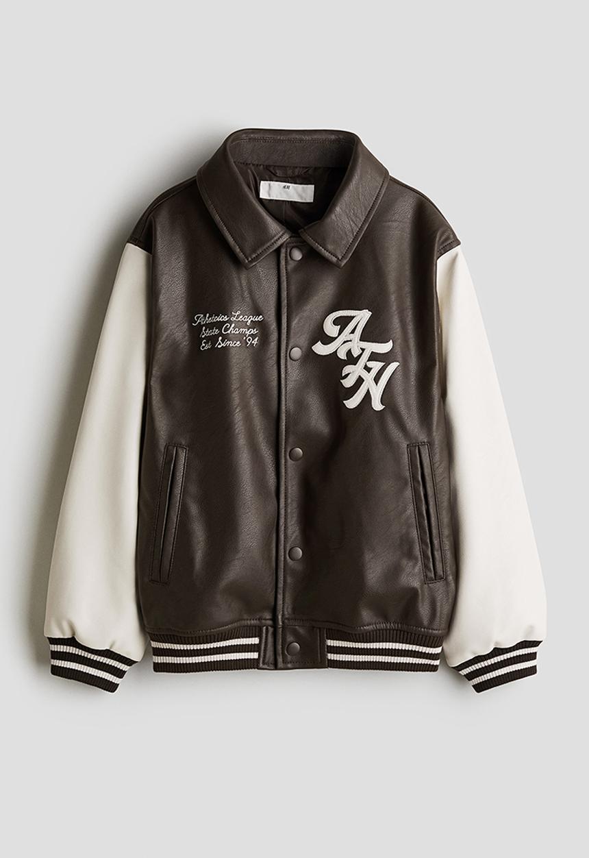 H&M - Collared baseball jacket - dark brown & ath
