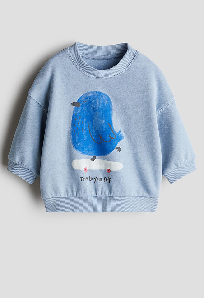 H&M - Printed sweatshirt - light blue bird