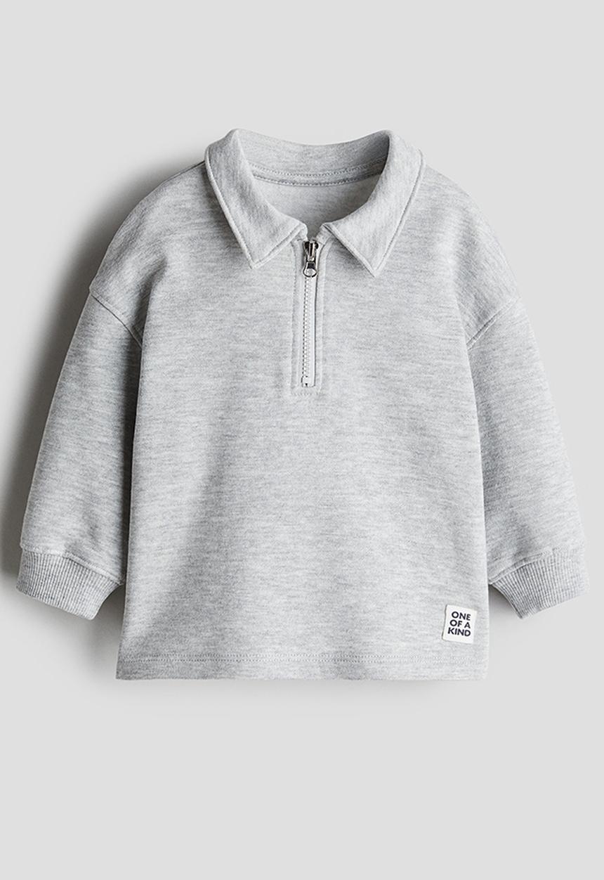 H&M - Zip-top polo shirt - light grey