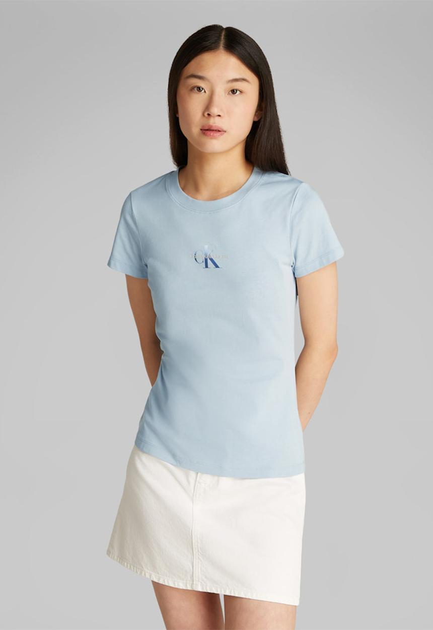 Calvin Klein - Gradient monologo slim tee - blue