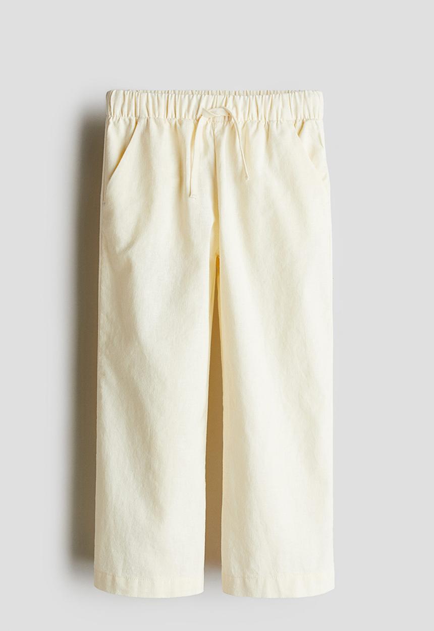 H&M - Linen-blend joggers - light yellow