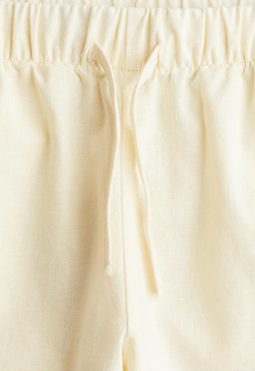 H&M - Linen-blend joggers - light yellow