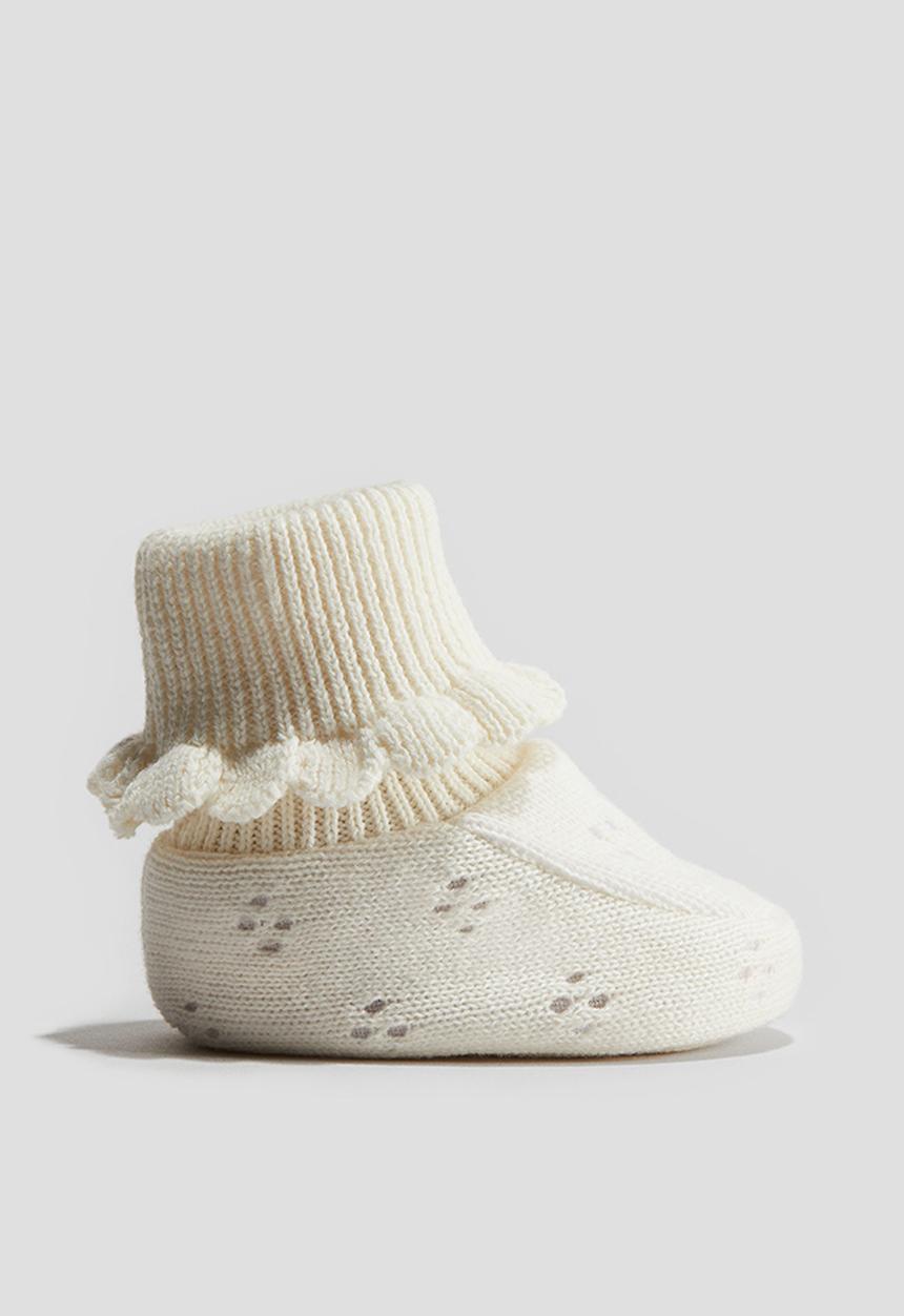 H&M - Cotton-knit booties - cream