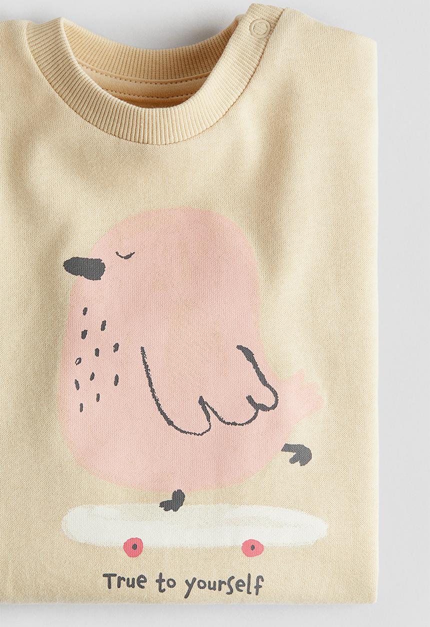 H&M - Printed sweatshirt - light beige true to yourself