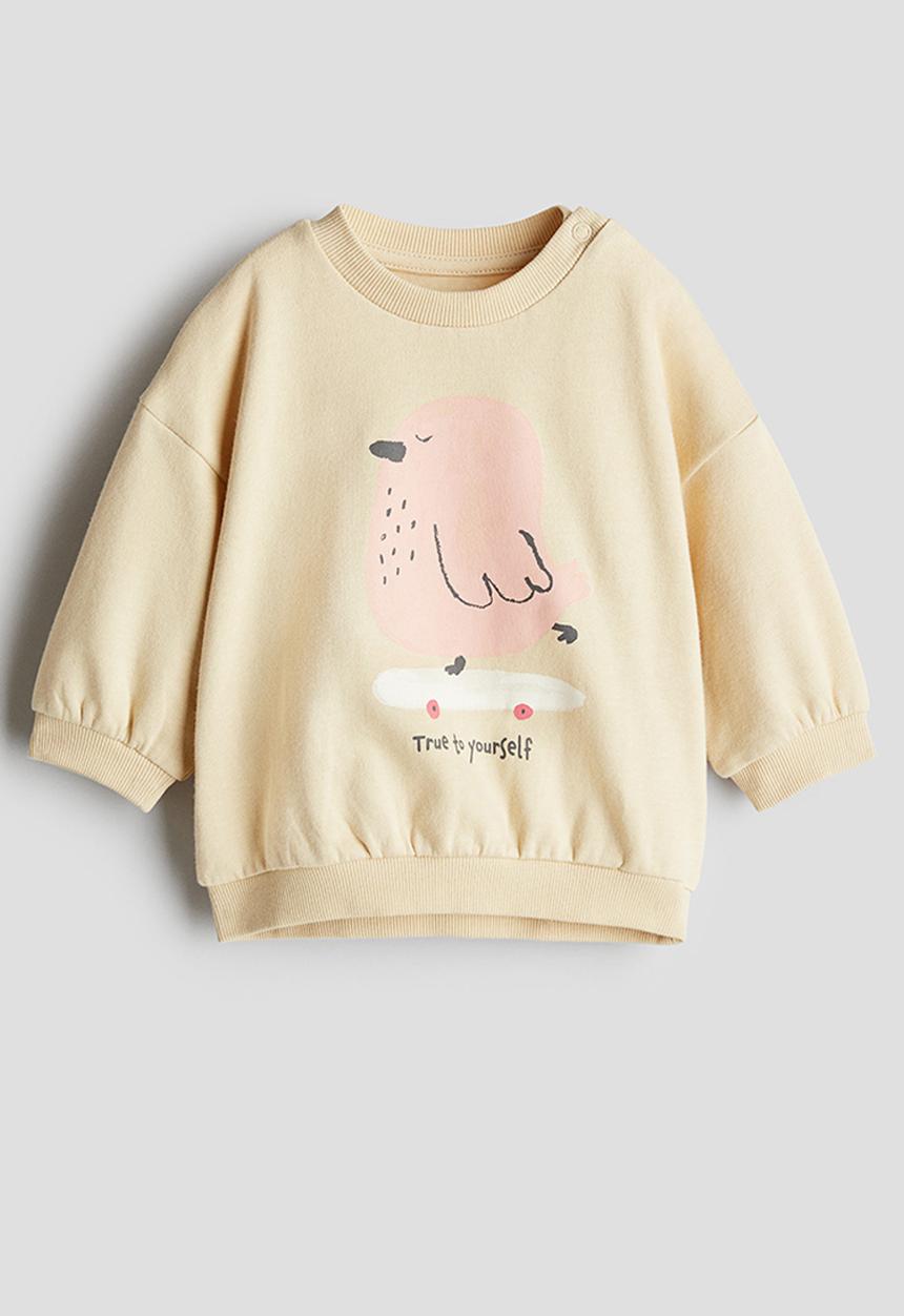 H&M - Printed sweatshirt - light beige true to yourself