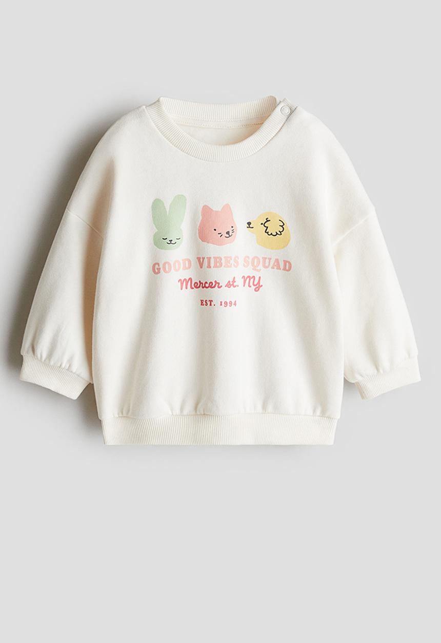 H&M - Printed sweatshirt - cream good vibes squad