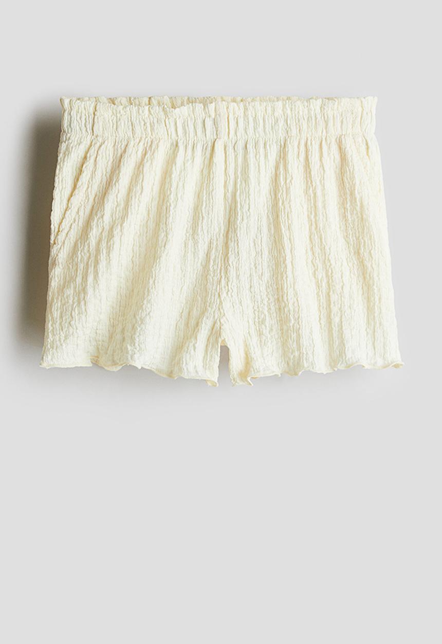 H&M - Crinkled jersey shorts - light yellow