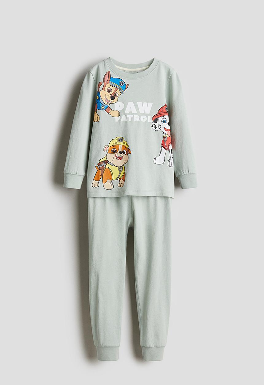H&M - Printed cotton jersey pyjamas - light green paw patrol