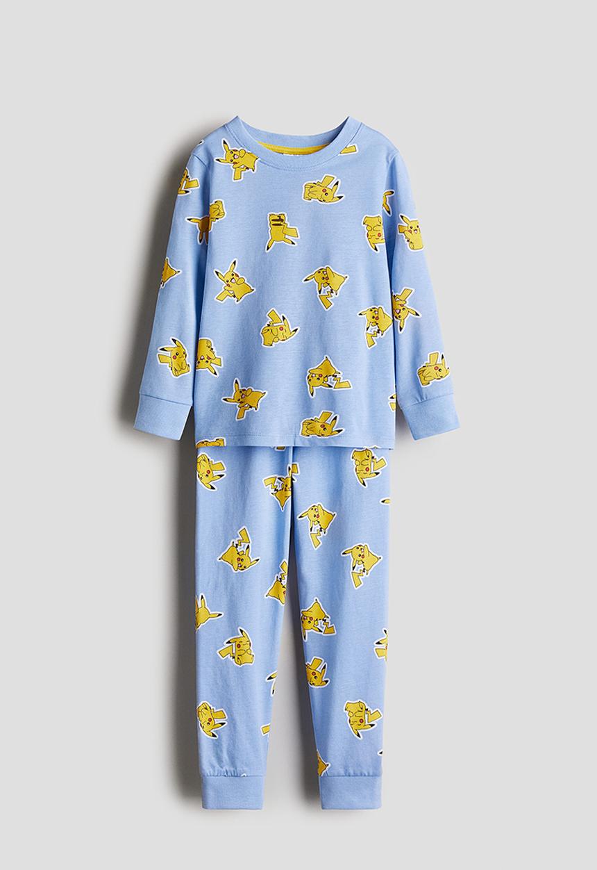 H&M - Printed cotton jersey pyjamas - blue pokémon