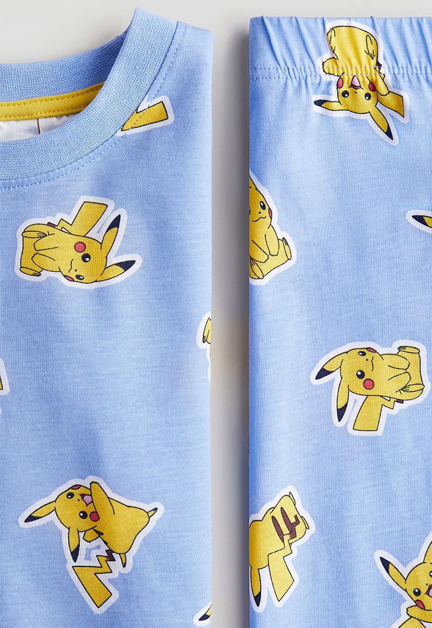 H&M - Printed cotton jersey pyjamas - blue pokémon