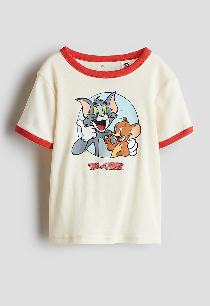 H&M - Print-motif t-shirt - light yellow tom and jerry