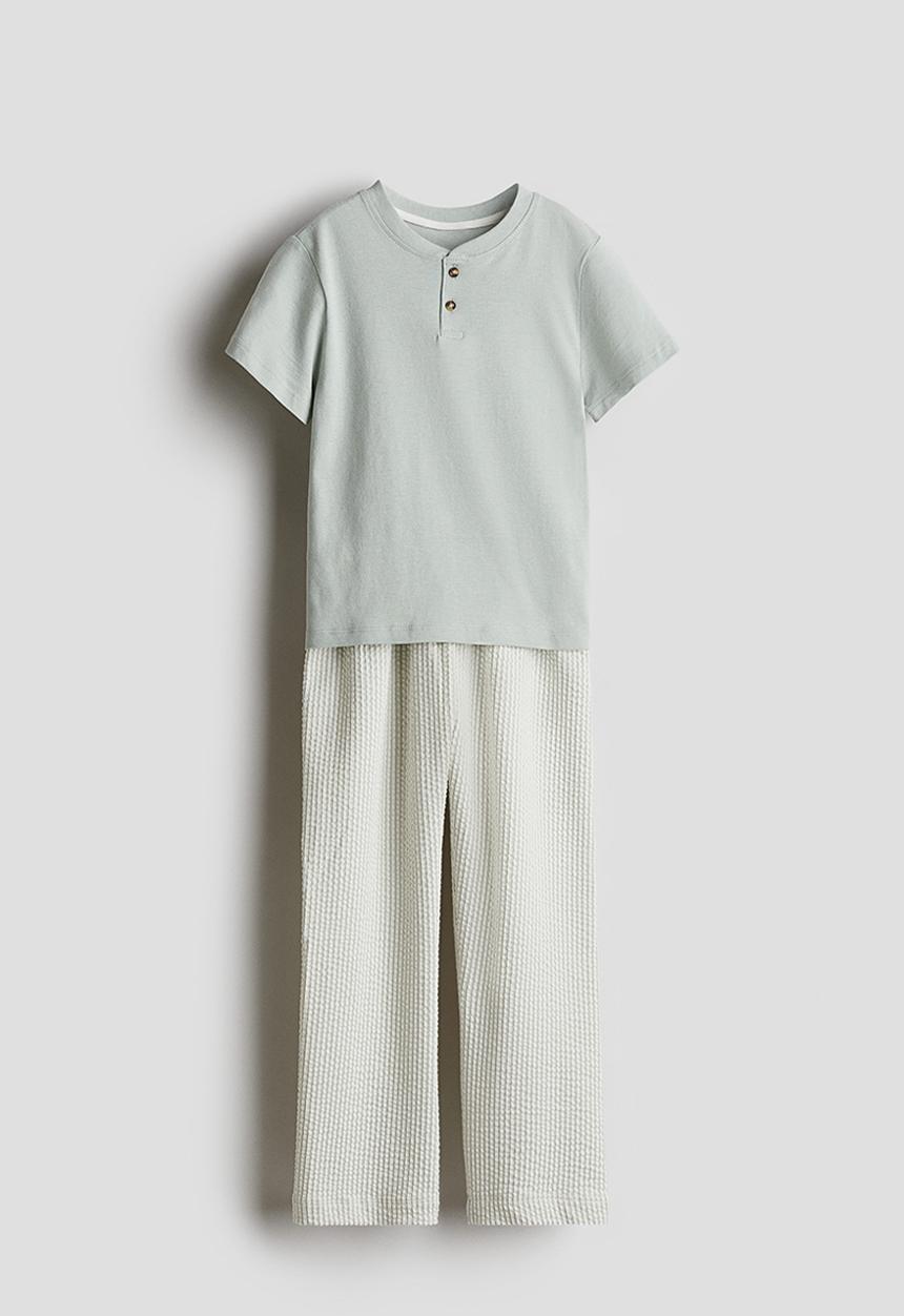 H&M - Pyjamas - light dusty green striped 