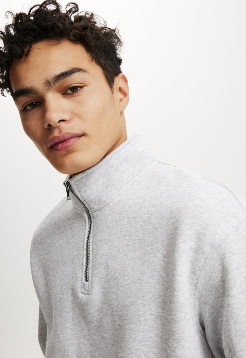 Cotton On - 1/4 Zip Fleece - Grey Marle