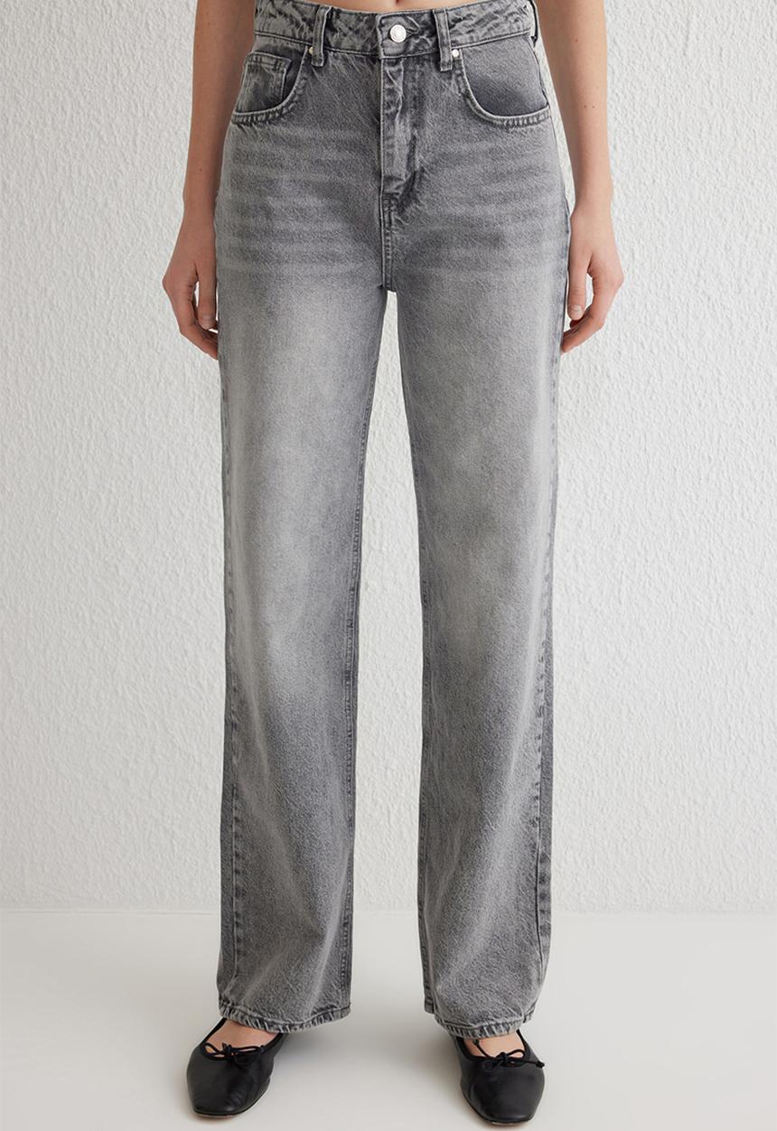 Trendyol - High waist wide leg jeans - grey