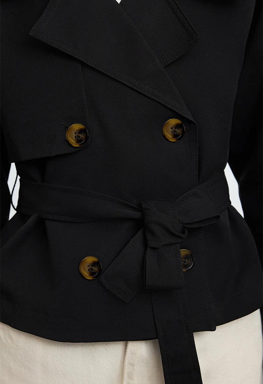 Trendyol - Water repellent regular short trench coat  - black