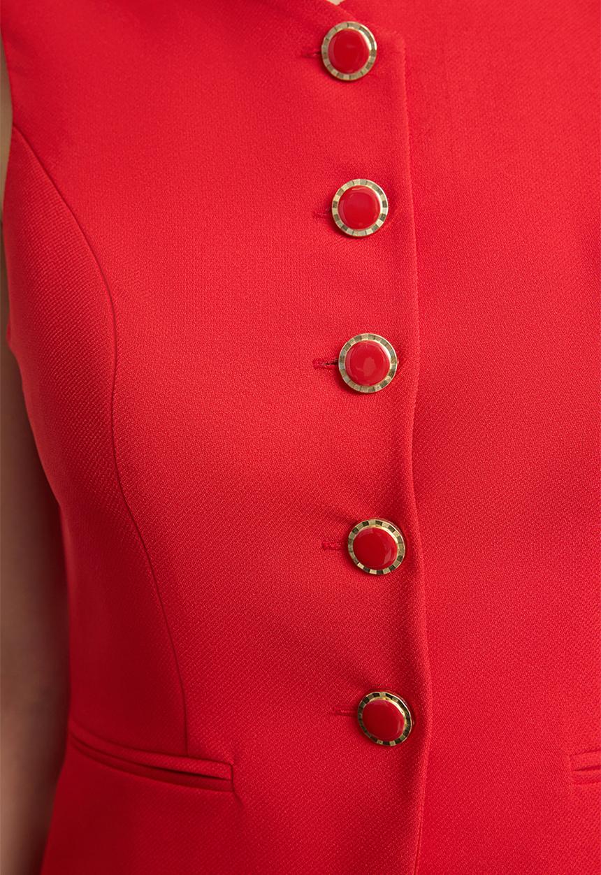 Trendyol - Fitted round collar woven vest  - red