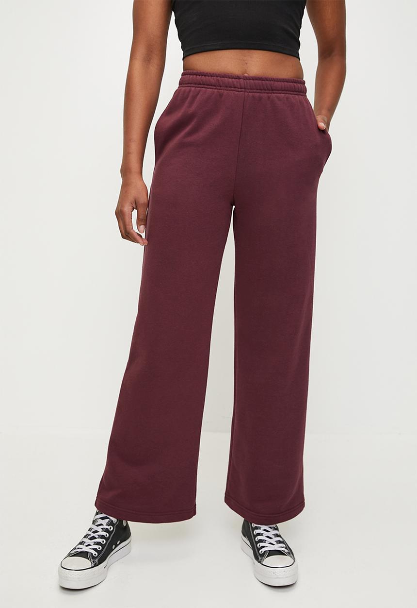 Cotton On - Classic fleece wide leg sweatpant - sour cherry