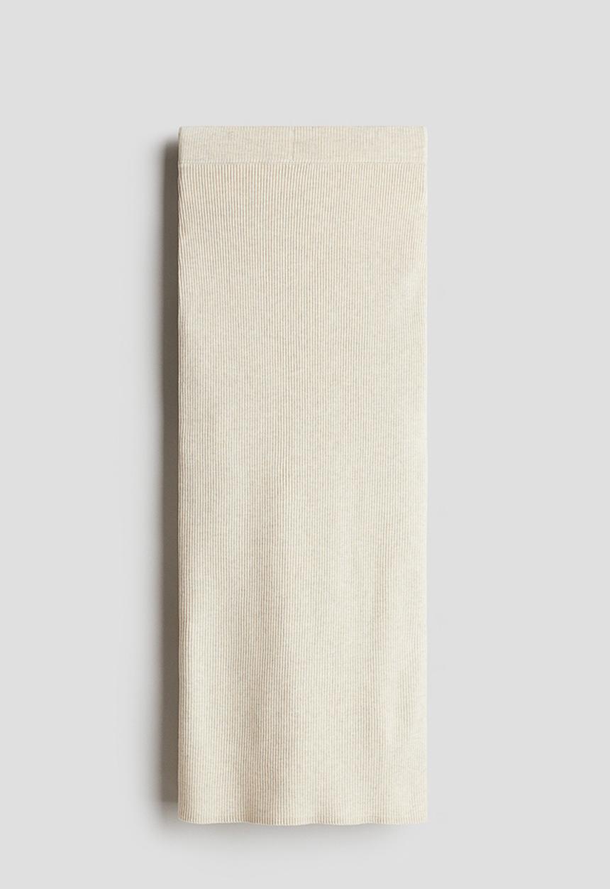 H&M - Rib-knit skirt - light beige