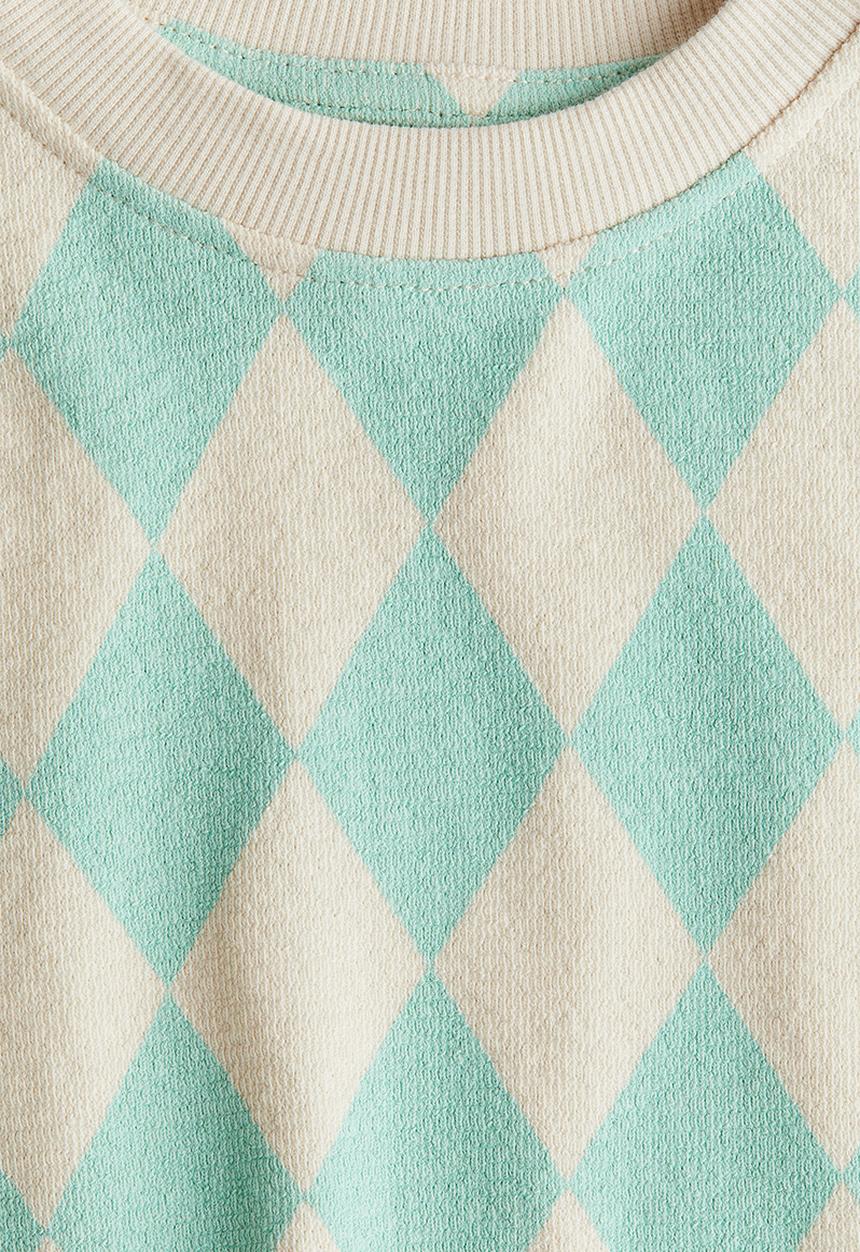 H&M - Boxy-style top - turquoise & harlequin-patterned