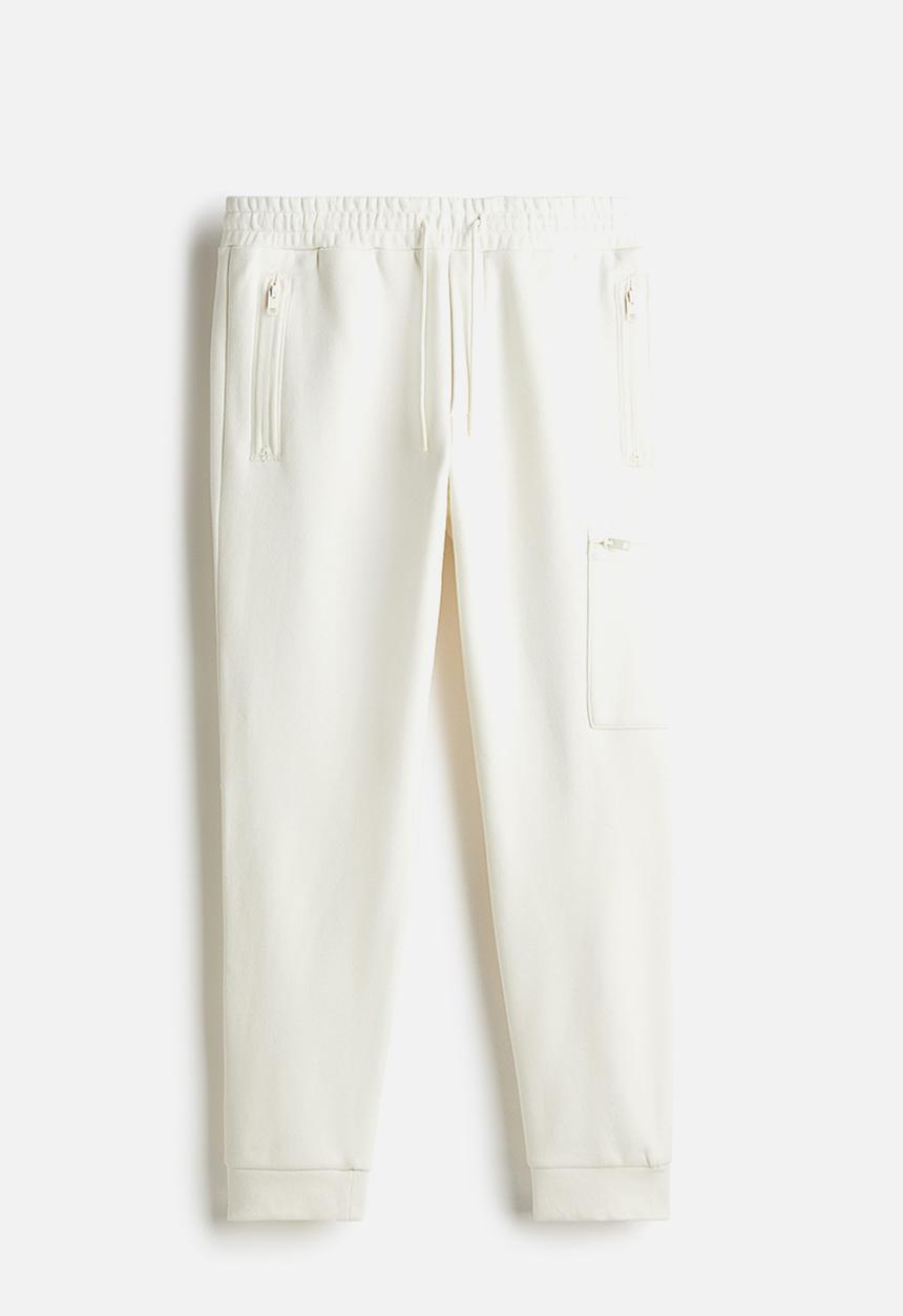 H&M - Slim fit cargo joggers - white