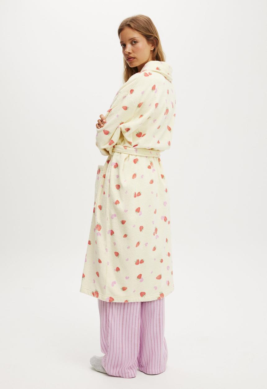 Cotton On - Luxe Terry Robe - Mixed Berry Dreams