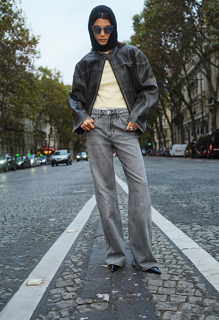 H&M - Wide high jeans - grey