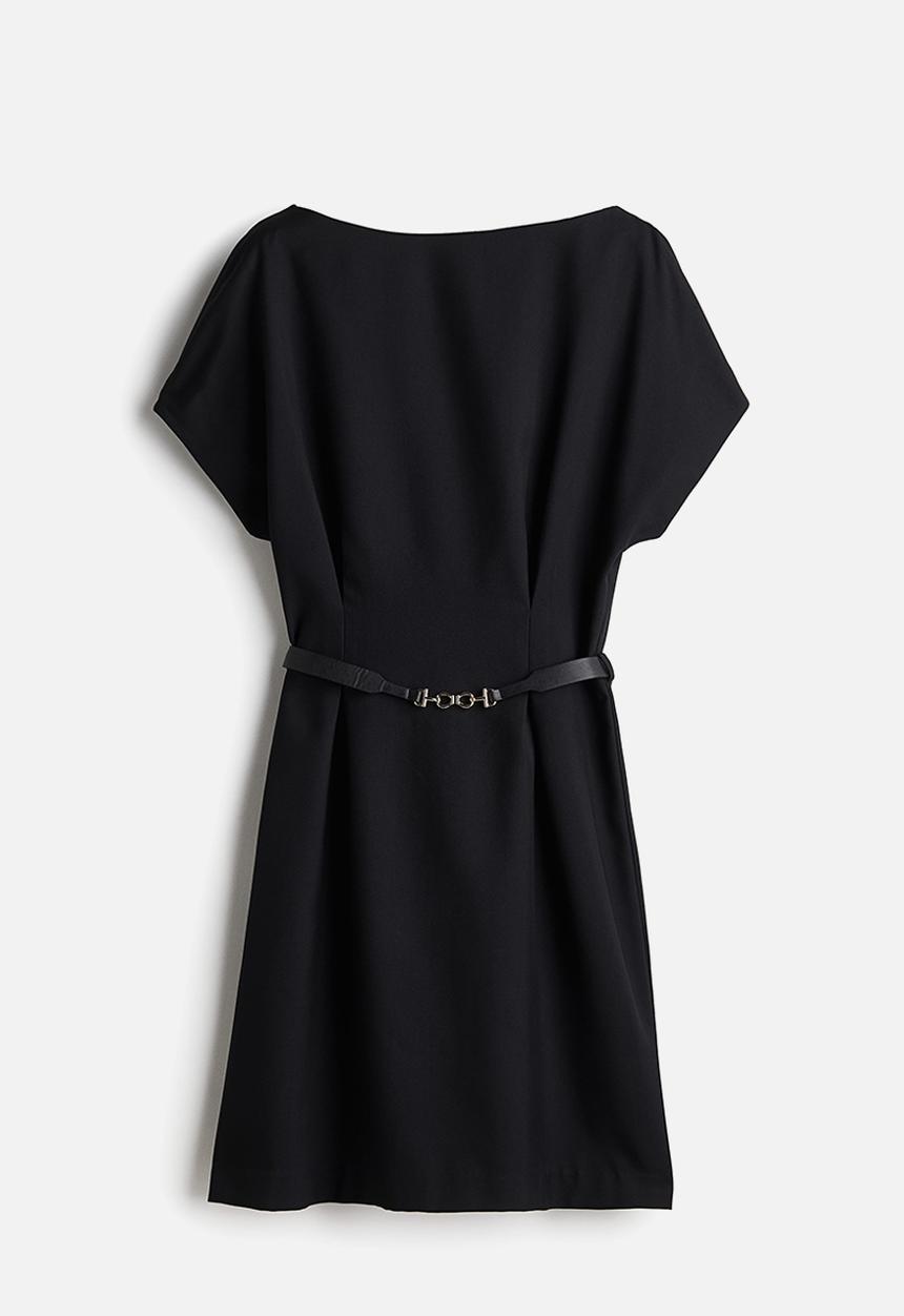 H&M - Belted twill dress - black