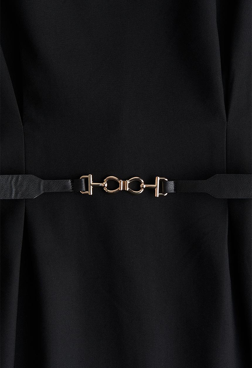 H&M - Belted twill dress - black