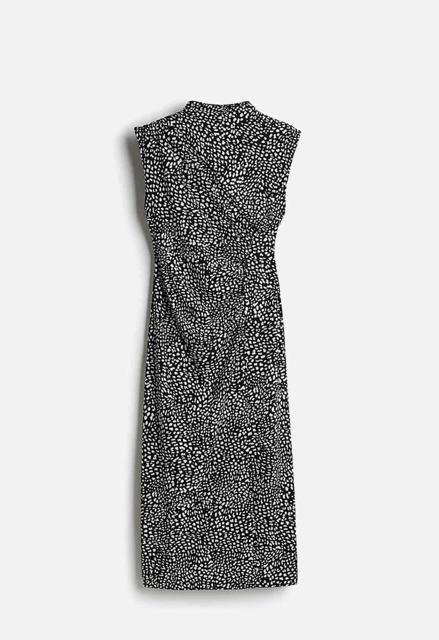 H&M - Draped turtleneck dress - black patterned