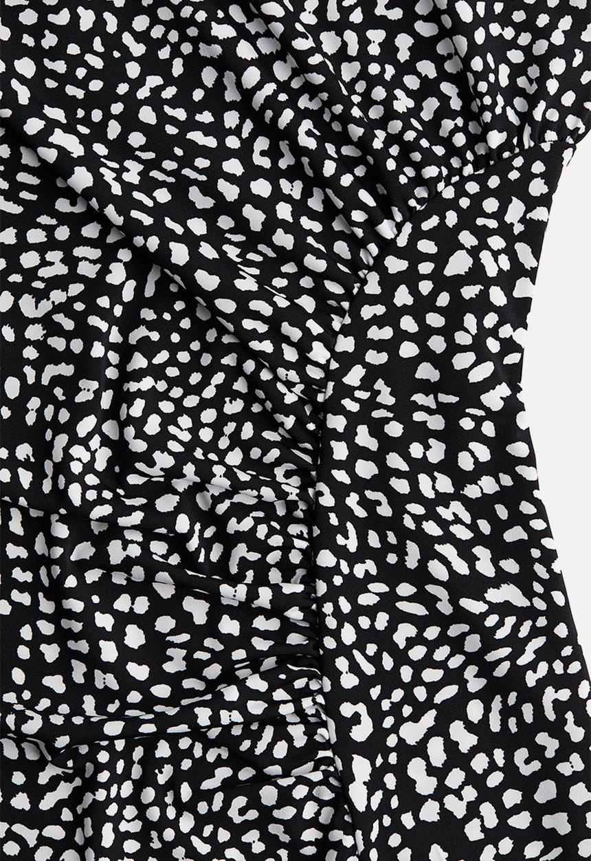 H&M - Draped turtleneck dress - black patterned