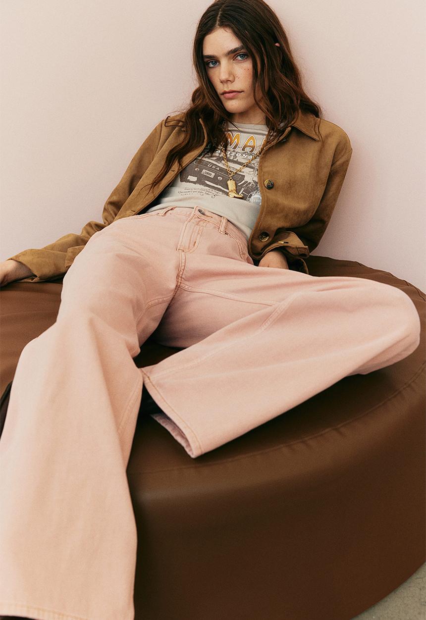 H&M - Wide high jeans - apricot