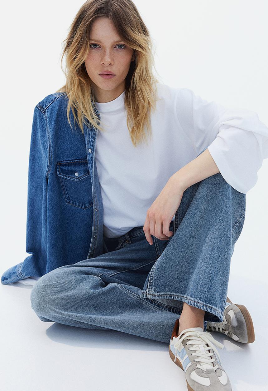 H&M - Wide high jeans - denim blue
