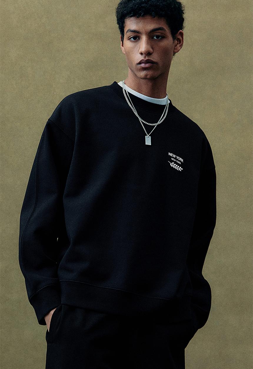 H&M - Loose fit printed sweatshirt -  black new york