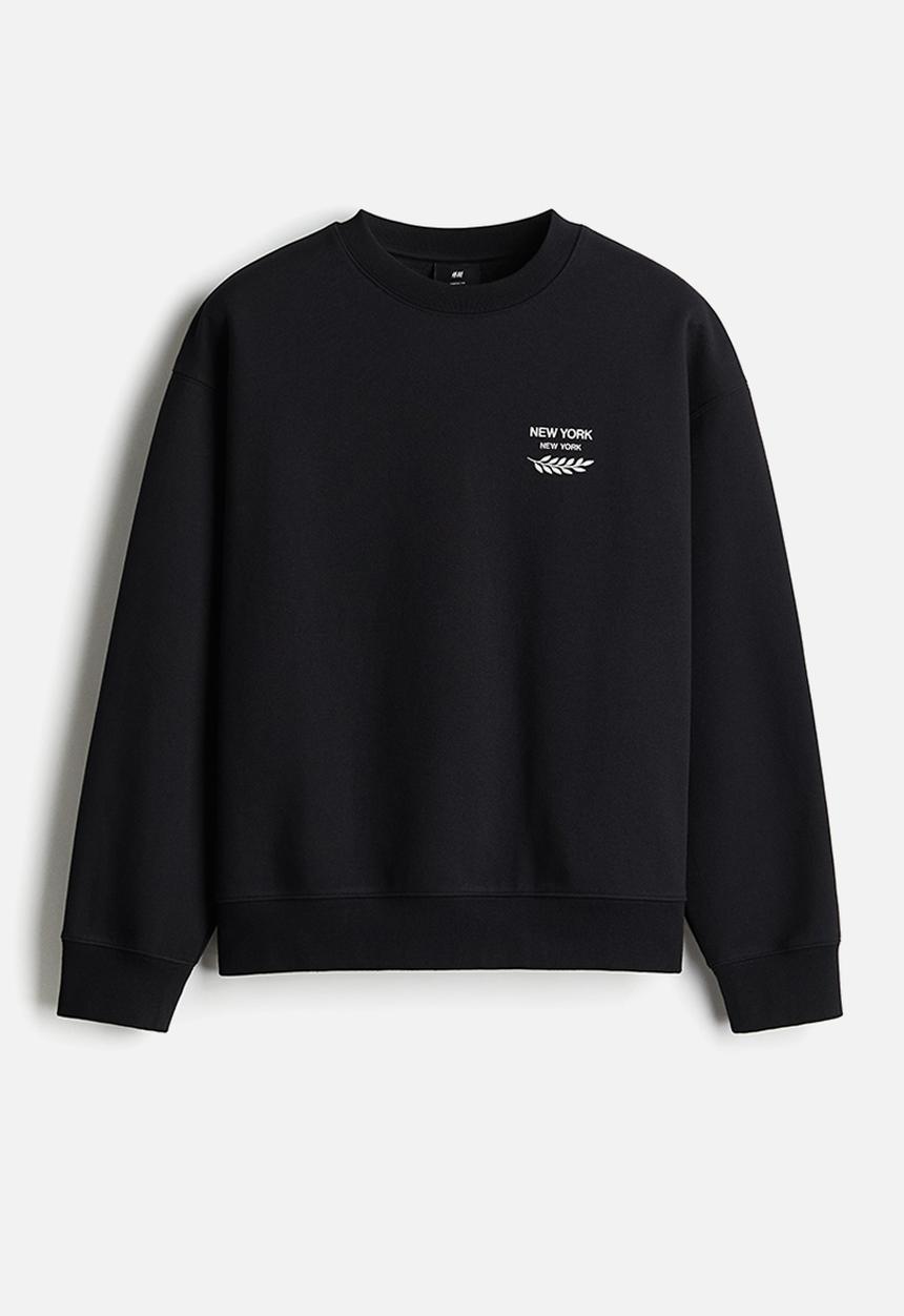 H&M - Loose fit printed sweatshirt -  black new york
