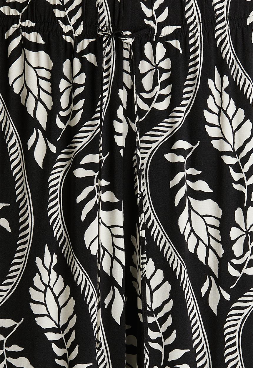 H&M - Viscose drawstring trousers - black white patterned