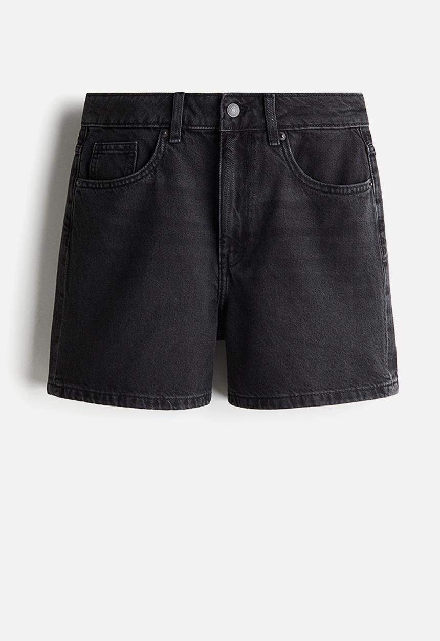 H&M - High denim shorts - black