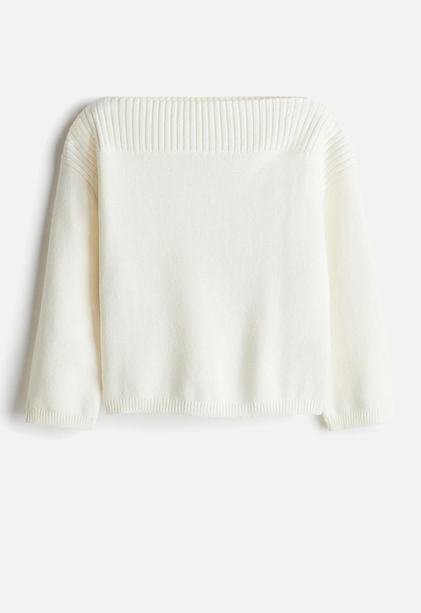 H&M - Purl-knit boat-neck jumper - cream