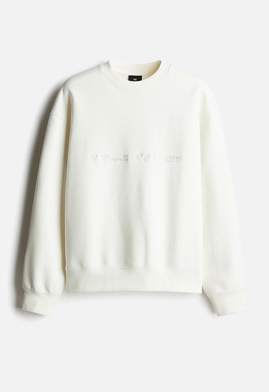 H&M - Loose fit printed sweatshirt - white new york