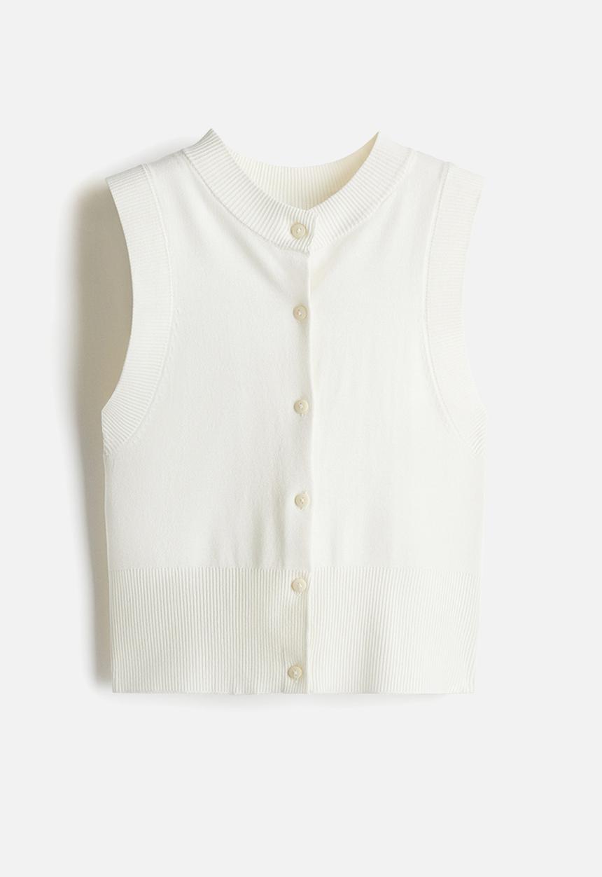 H&M - Button-front sweater vest - cream