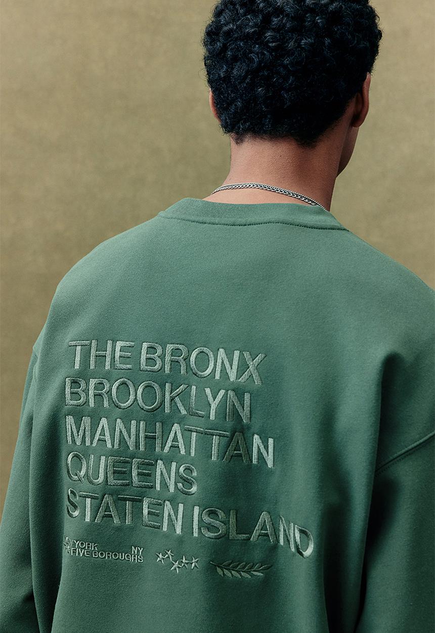 H&M - Loose fit printed sweatshirt - dark green new york