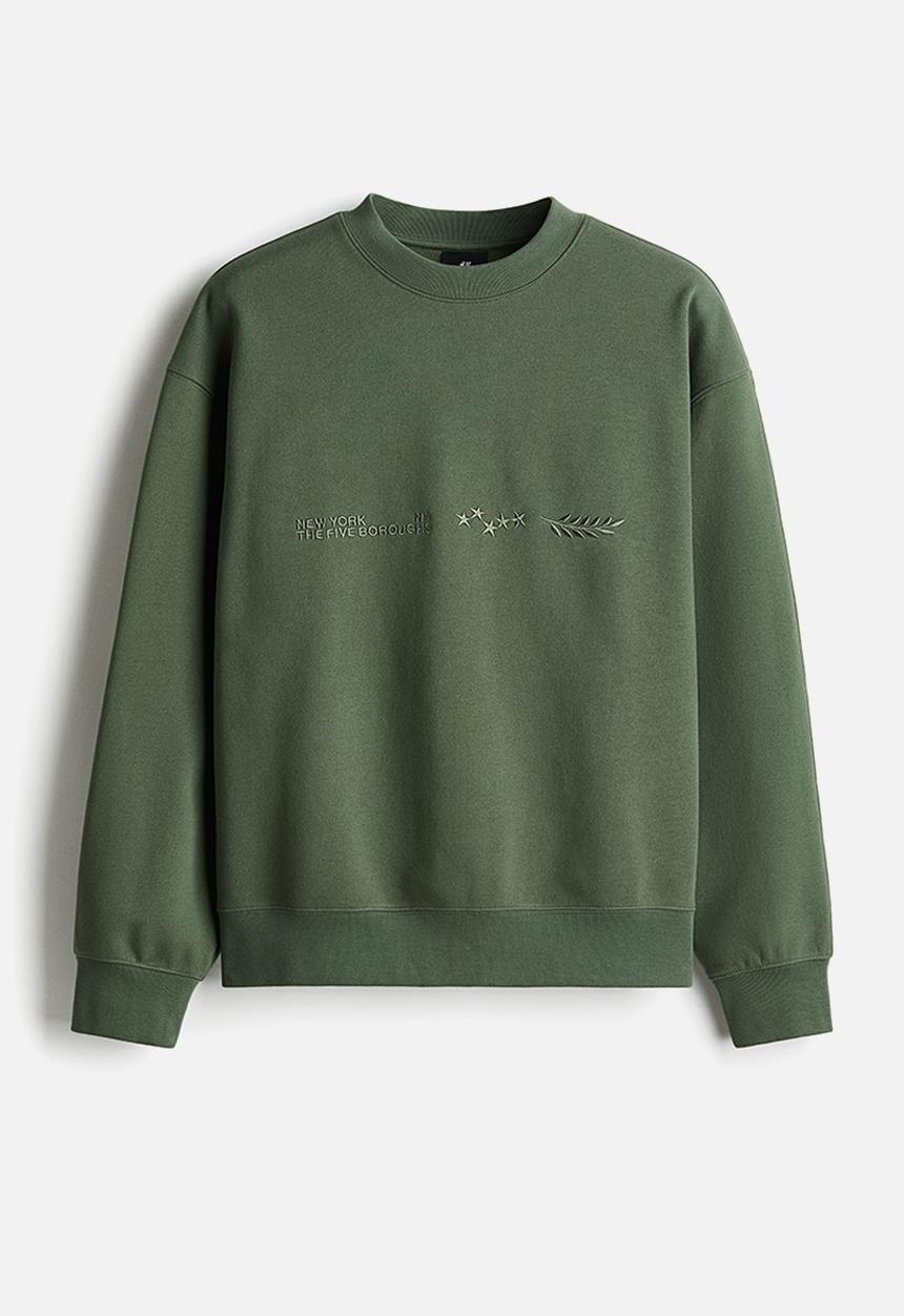 H&M - Loose fit printed sweatshirt - dark green new york