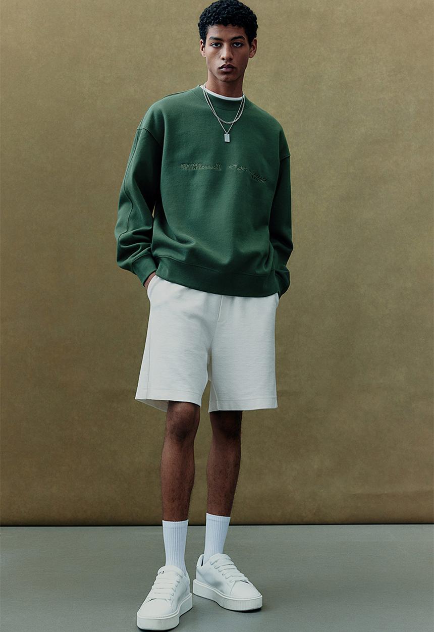 H&M - Loose fit printed sweatshirt - dark green new york
